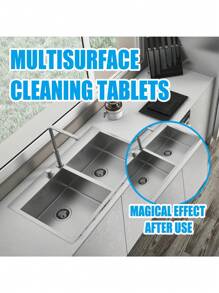 1 pastilla efervescente de limpieza multi-superficies para cocina, baño y estufa, descalcificación y limpieza - Blanco - Ver 9