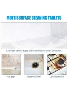 1 pastilla efervescente de limpieza multi-superficies para cocina, baño y estufa, descalcificación y limpieza - Blanco - Ver 10