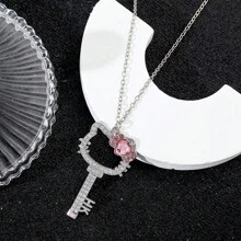 Sanrio 1 pieza Collar de Hello Kitty con colgante lindo de gato de la marca Sanrio, accesorio de figura de anime de dibujos animados, regalo dulce para niñas