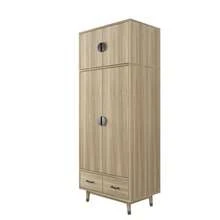 Armoire Rattan Wardrobe Closet, 4 Door Wardrobe Closet Storage Cabinet With 2 Drawers & Hanging Rod, Freestanding Large Capacity Storage With Gold Handles For Bedroom, Oak Halloween Decorations Halloween Costumes Autumn Decor Festival Decor - Khaki - View 8