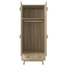 Armoire Rattan Wardrobe Closet, 4 Door Wardrobe Closet Storage Cabinet With 2 Drawers & Hanging Rod, Freestanding Large Capacity Storage With Gold Handles For Bedroom, Oak Halloween Decorations Halloween Costumes Autumn Decor Festival Decor - Khaki - View 9
