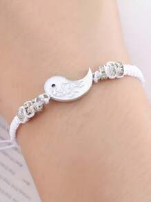 1 opakowanie 2 sztuk retro ręcznie robionej bransoletki Tai Chi Yin Yang Dragon, para uczniów płci męskiej i żeńskiej, plecione bransoletki, czarno-białe prezenty, prezenty dla par, spotkania towarzyskie, stroje na wyjścia, prezenty dla dobrych przyjaciół, prezenty z biżuterią dla chłopców i dziewcząt, biżuteria dla chłopców i dziewcząt