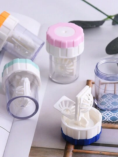 1入組2024年新款暗藏式手動轉動式隱形眼鏡清潔器，迷你便攜式隱形眼鏡清潔設備，男女通用