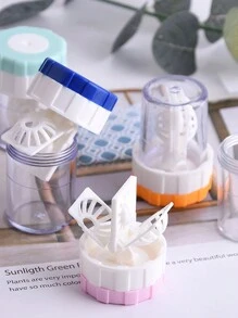 1入組2024年新款暗藏式手動轉動式隱形眼鏡清潔器，迷你便攜式隱形眼鏡清潔設備，男女通用