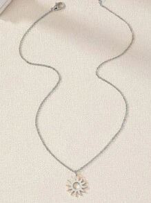 Stainless Steel Necklace Plated  Sun Totem Pendent Necklaces For Charm Women Birthday Party Fashion Jewelry - Silver - View 2