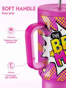 Cốc 40oz có quai và ống hút, cốc cách nhiệt, bình đựng nước cách nhiệt chân không, cốc có nắp và ống hút, cốc du lịch bằng thép không gỉ cách nhiệt, chống rò rỉ 100%, giữ lạnh trong 34 giờ, quà tặng Ngày của Mẹ cho Mẹ (Mẹ tuyệt vời nhất) - Hồng - Xem 8