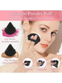 一次性化妆刷套装，含三角粉扑混合调色盘、一次性睫毛膏刷、唇刷、发夹、散粉流苏（带收纳盒）、化妆刷套装、化妆刷套装、化妆刷套装、完整化妆套装、化妆刷套装、完整化妆套装、化妆刷套装、化妆刷套装、化妆礼品套装 - 彩色 - 查看 3