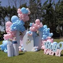 102pcs Blue & Pink Gender Reveal Balloon Arch Kit, Includes Gold Latex Balloons, Suitable For Boy/Girl Birthday Party, Celebration, Wedding, Baby Shower Decoration - Pink Blue - View 5