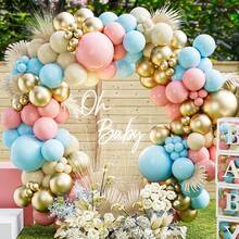 102pcs Blue & Pink Gender Reveal Balloon Arch Kit, Includes Gold Latex Balloons, Suitable For Boy/Girl Birthday Party, Celebration, Wedding, Baby Shower Decoration - Pink Blue - View 1