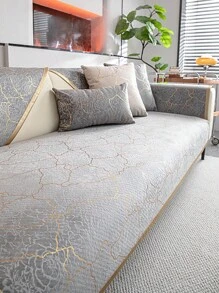 1pc Noble Jacquard Waterproof Sofa Cover With Golden Borders, Suitable For 1/2/3/4 Seater Sofa, All Seasons