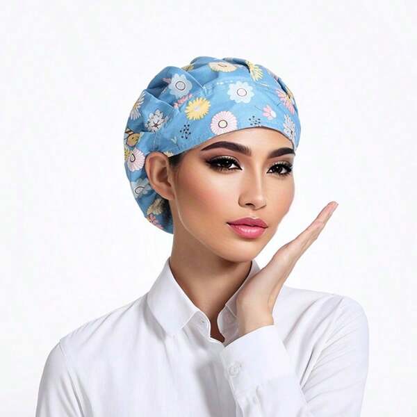 Printed Work Cap, Cooking Anti-Oil Smoke Bandana, Restaurant Chef Hat, Household Dust-Proof Cap