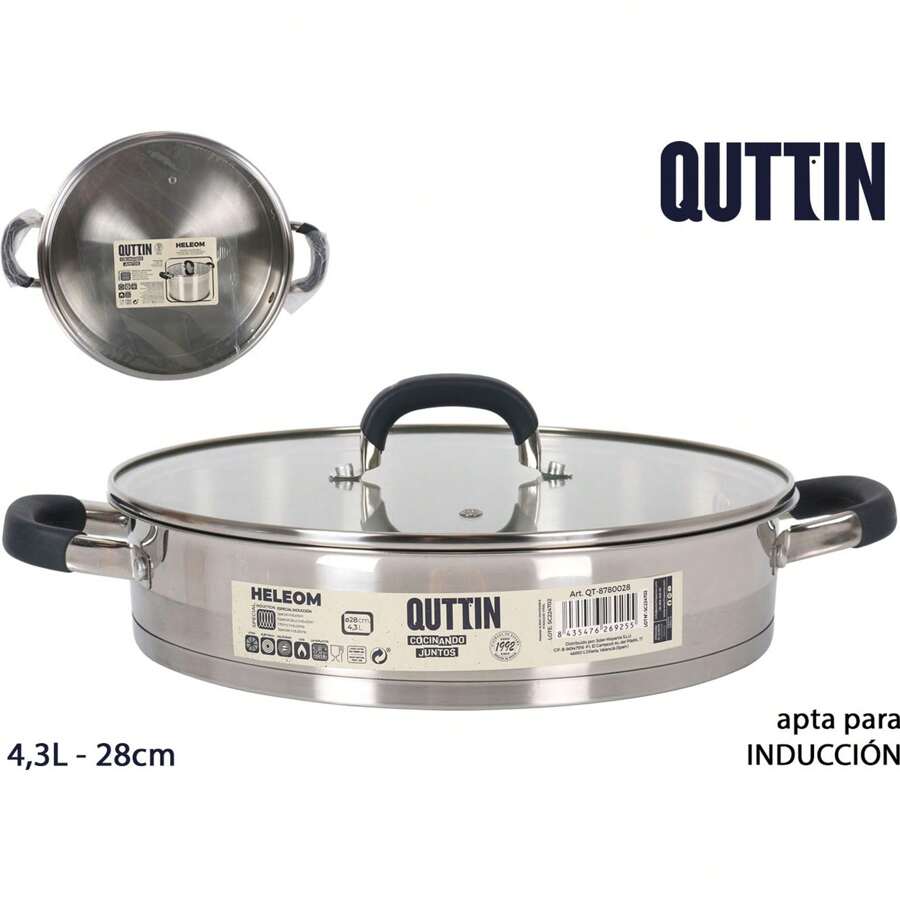 Inde Low Casserole Suitable For Induction 28Cm /0.8Mm/4.3L Heleom Collection Uniform Heat Distribution And Non-Stick Coating | Low Casserole With Ergonomic And Practical Design, Compatible With All Types Of Kitchens - 彩色 - 查看 1