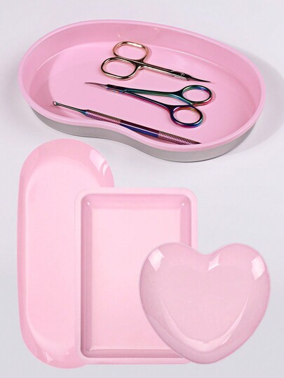 Bandeja desinfectante de acero inoxidable para herramientas de manicura, bandeja desinfectante portátil para guardar accesorios de decoración de uñas de diferentes formas