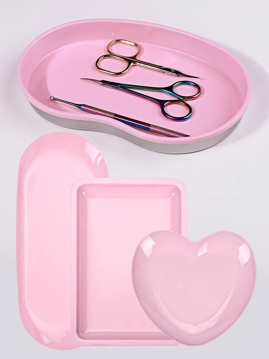 Stainless Steel Disinfection Tray For Manicure Tools, Portable Disinfection Tray For Storing Different Shaped Nail Art Accessories - Pink - View 1
