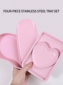 Stainless Steel Disinfection Tray For Manicure Tools, Portable Disinfection Tray For Storing Different Shaped Nail Art Accessories - Pink - View 2