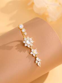 1 Chiếc Nhẫn Rốn Bằng Thép Không Gỉ Với Ngôi Sao Năm Cánh Và Ba Phần Được Khảm 21 Cubic Zirconia Cho Nữ, Trang Sức Khuyên Rốn Gợi Cảm Y2K Đeo Hàng Ngày - hoa ngôi sao năm cánh - Xem 9