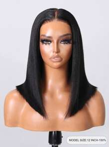 Wigs Yaki Straight Bob Wig Pre Everything 13x4 Lace Front Wig Human Hair Pre Bleached Pre Cut Frontal Wigs Unice Hair - SNatural - View 3
