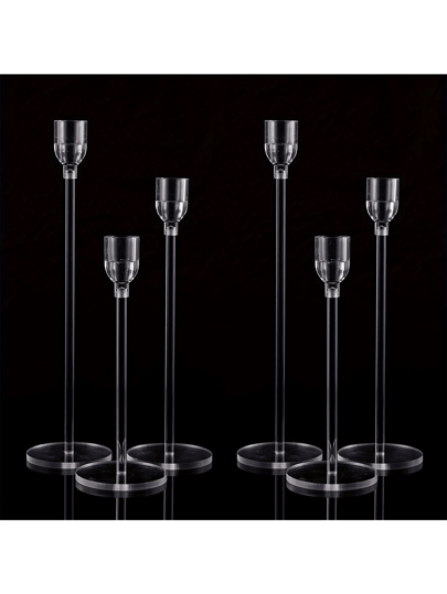 6pcs/Set Acrylic Candle Holder Elegant European Style Wedding/Party Decor Romantic Candlelight Home Decoration, For Halloween,Room Decor,Gifts Birthday Graduation