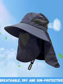 1pc Outdoor Face-Covering, Neck-Protecting Sun Protection Hat For Men And Women, Summer Large Brim Anti-UV Sun Hat, Fishing Hat, Mountaineering And Cycling Hat, Suitable For Outdoor Use. - Multicolor - View 9