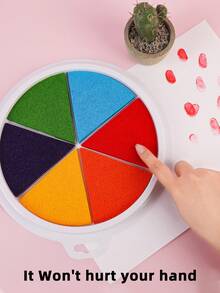 Watercolor Finger Painting Ink Pad With Multiple Colors For Student Handprint Painting, Washable Ink Pad For Stamping Tools - 12 Colors In 1 - View 4