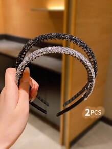 2pcs Fashionable Rhinestone Hair Hoops For Daily Use - Multicolor - View 5