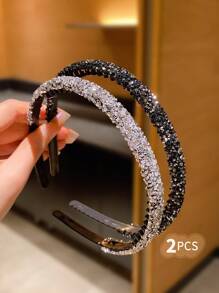 2pcs Fashionable Rhinestone Hair Hoops For Daily Use - Multicolor - View 4