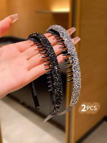 2pcs Fashionable Rhinestone Hair Hoops For Daily Use - Multicolor - View 6