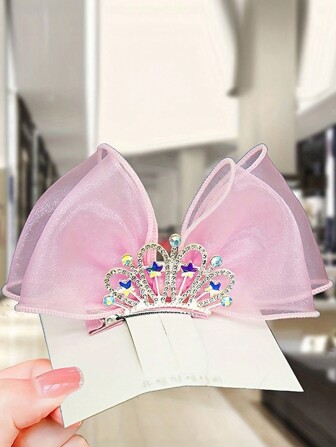 1入公主風-可愛網狀裝飾髮夾，適用於女孩