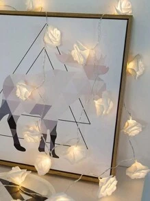 1 件 1.5/3/6 米 LED 玫瑰花串灯，带暖白光，非常适合婚礼、求婚、派对、居家、花园、户外、露营、节日、圣诞节、节日、公主卧室、情人节装饰（不含电池）、圣诞节 - 白色 - 查看 5