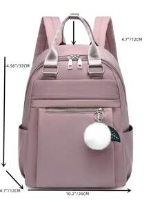 Lightweight Waterproof Backpack, Can Be Used As Handbag, Suitable For Women As A Coin Purse When Going Out, Or Shopping Bag, Also Suitable For Moms As Bottle Bag For Shopping, Can Accommodate Laptops, Multifunctional Classic Women Backpack With Pom Pom Pendant, Suitable For Girls, Elementary, Middle, Junior College Students And Graduates, Suitable For Travel, Business And Newbies., School Backpack