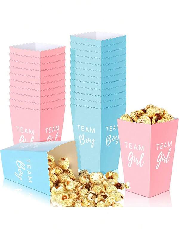20 件装性别揭秘爆米花盒，婴儿送礼会派对用品，用于性别公告，男孩或女孩婴儿送礼会家庭装饰礼物