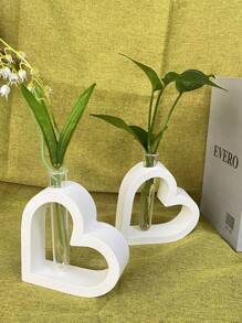 3 件装空心心形硅胶模具（带 2 个试管）水培花盆水泥石膏模具 DIY 北欧风格花瓶树脂模具家居装饰 - 白色 - 查看 9