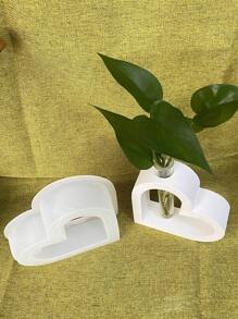 3 件装空心心形硅胶模具（带 2 个试管）水培花盆水泥石膏模具 DIY 北欧风格花瓶树脂模具家居装饰 - 白色 - 查看 10