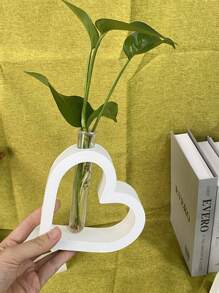 3 件装空心心形硅胶模具（带 2 个试管）水培花盆水泥石膏模具 DIY 北欧风格花瓶树脂模具家居装饰 - 白色 - 查看 8