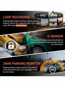 Cámara frontal y trasera de tablero, DVR de coche, grabador de video de coche, caja negra para vehículo, FULL HD 1080P, visión nocturna, grabador de conductor - Negro - Ver 10