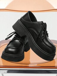 Chaussures habillées rehaussant la hauteur style vintage à lacets, chaussures  décontractées épaisses à bout rond et à semelle basse pour hommes, chaussures  d'affaires britanniques à la mode pour hommes, chaussures  à la mode pour couples.