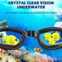 Kit de natation comprenant des lunettes de natation anti-buée et protection UV, des clips pour le nez et des bouchons d'oreille. Lunettes de natation réglables et étanches pour hommes et femmes.