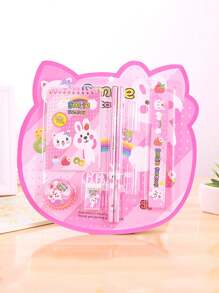 1 bộ văn phòng phẩm đồ họa hoạt hình - Hồng - Xem 4