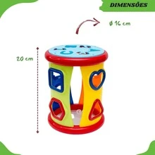 Cilindro Mágico Didático Pedagógico Infantil Brinquedos Bebê Crianças Meninos Meninas Formas Geométrica Encaixar Educativo - Multicolorido - Visão 5
