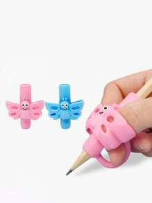 2/4pcs Green TPR Butterfly Shaped 3-Finger Pencil Grip Correction Tools, Writing Training & Educational Supplies, Ergonomic Design - Multicolor - View 13