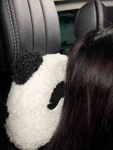 全新汽車汽車毛絨靠頭枕、靠背、頸部保護枕、腰部支撐、汽車座椅、頸部枕頭、靠背墊、可愛座墊、汽車內飾、腰部支撐1入組 - 黑與白 - 查看 7