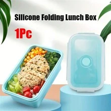 1PC,Collapsible Silicone Food Container Portable Colorful Bento Containers Lunch Box Microware Home Kitchen Outdoor Food Storage Picnic Camping Rectangle Outdoor Box Portable Food Bowl Utility Tools Outdoor Tools