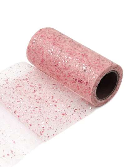 1 件 15 厘米/5 厘米宽迷你玫瑰金闪光薄纱卷闪亮薄纱丝带面料薄纱卷轴适用于 DIY 婚礼配件生日派对装饰礼品包装蝴蝶结丝带返校情人节