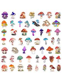 50pcs Cartoon Mushroom Graffiti Stickers For Suitcases, Helmets, Skateboards, Water-Resistant - Multicolor - View 4