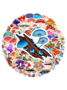 50pcs Cartoon Mushroom Graffiti Stickers For Suitcases, Helmets, Skateboards, Water-Resistant - Multicolor - View 5