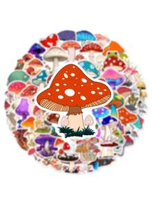50pcs Cartoon Mushroom Graffiti Stickers For Suitcases, Helmets, Skateboards, Water-Resistant - Multicolor - View 7