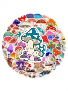 50pcs Cartoon Mushroom Graffiti Stickers For Suitcases, Helmets, Skateboards, Water-Resistant - Multicolor - View 8