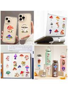 50pcs Cartoon Mushroom Graffiti Stickers For Suitcases, Helmets, Skateboards, Water-Resistant - Multicolor - View 11
