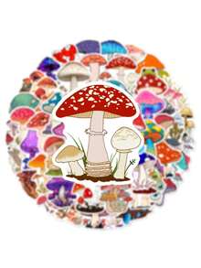 50pcs Cartoon Mushroom Graffiti Stickers For Suitcases, Helmets, Skateboards, Water-Resistant - Multicolor - View 6