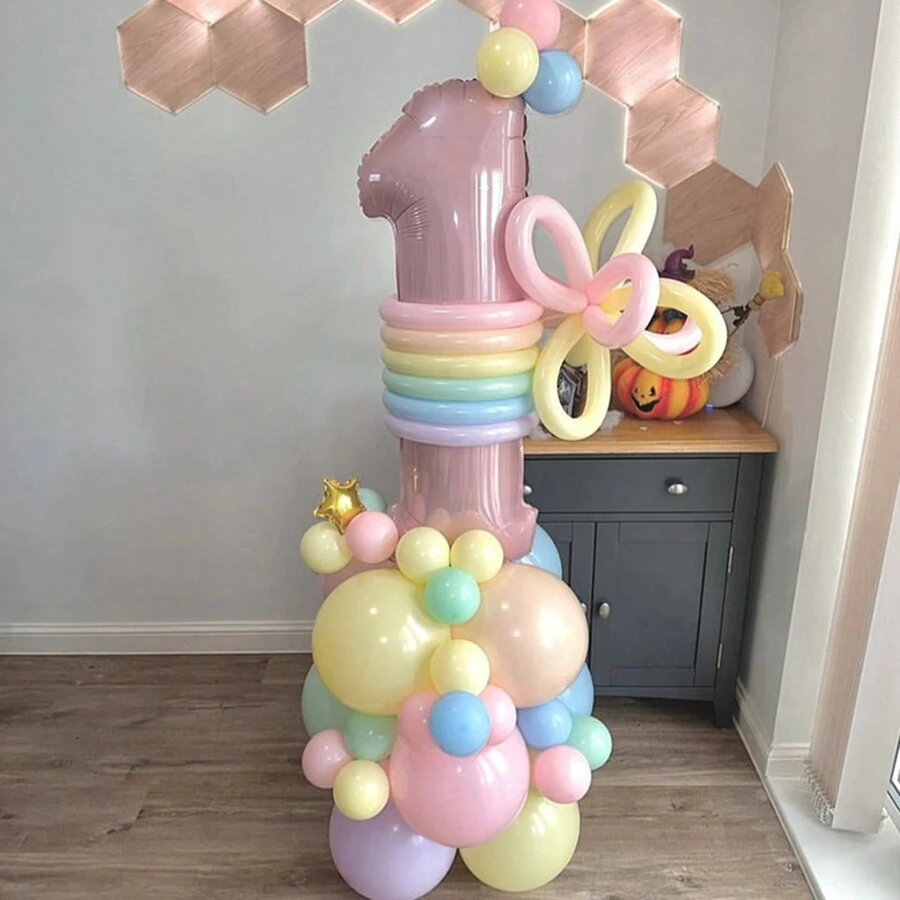Conjunto de decoración con 49 globos de números 3D de color rosa y fiesta, apto para festivales, cumpleaños, reuniones, bodas y otras ocasiones - Multicolor - Ver 1